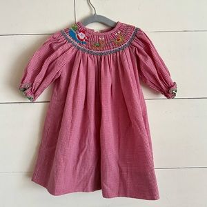 Baby Velani Hand Smocked Christmas Dress | Santa and Reindeer